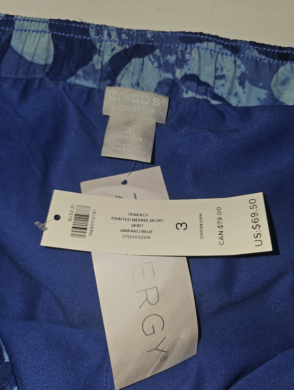 NWT Chico's Zenergy | Printed Neema Skort in UPF 50+ Fabric SZ 3 - Picture 3 of 6